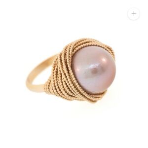 Judith Bright - Lots O' Rock Twisted Wire Nest Ring Pink Pearl size 4.25